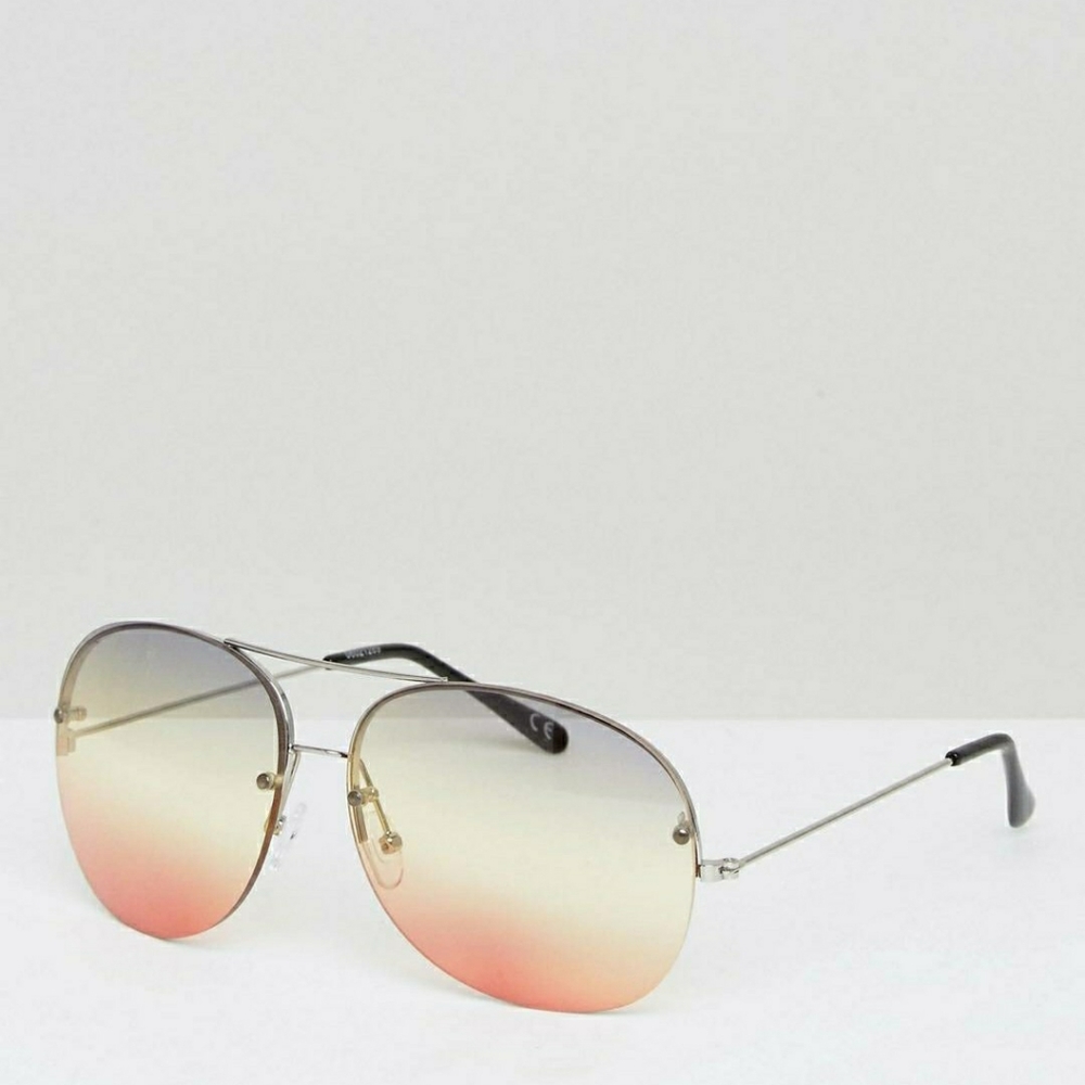 Oversized Rimless Round Sunglasses